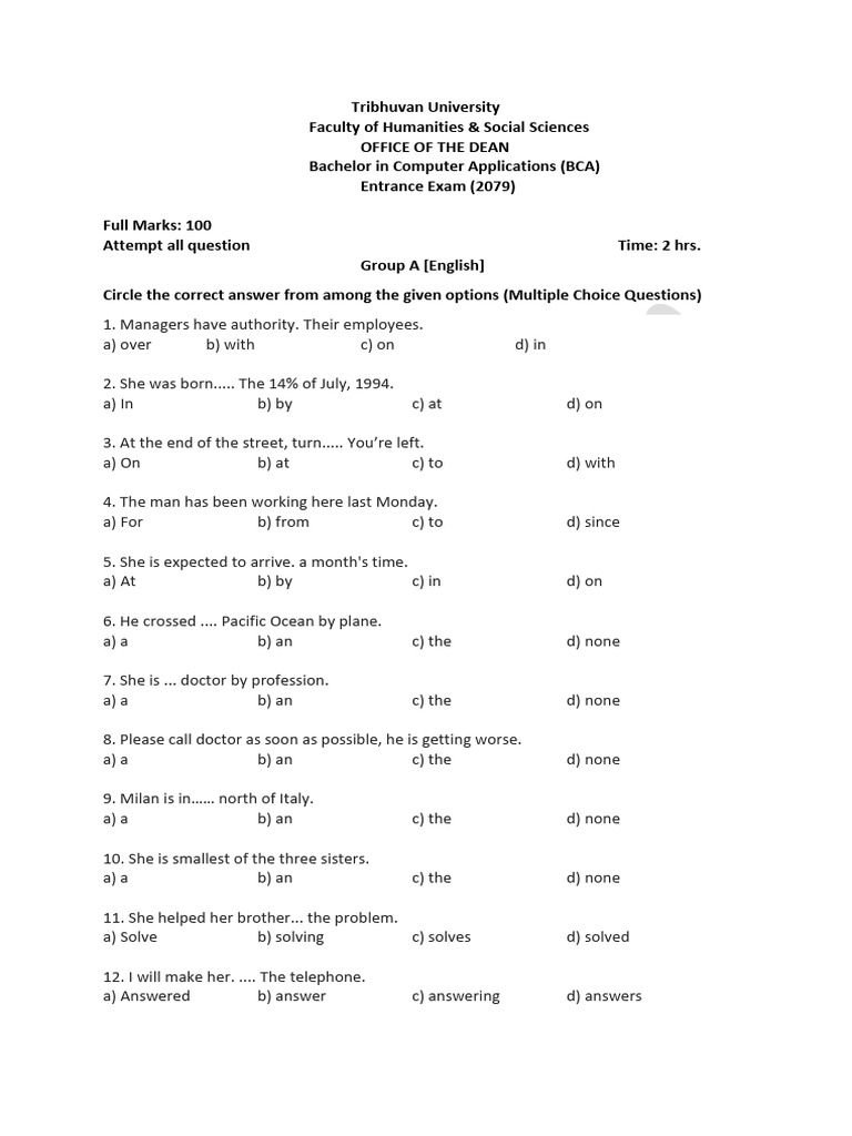 Mathematics II Question Paper 2079 | PDF | Area | Circle