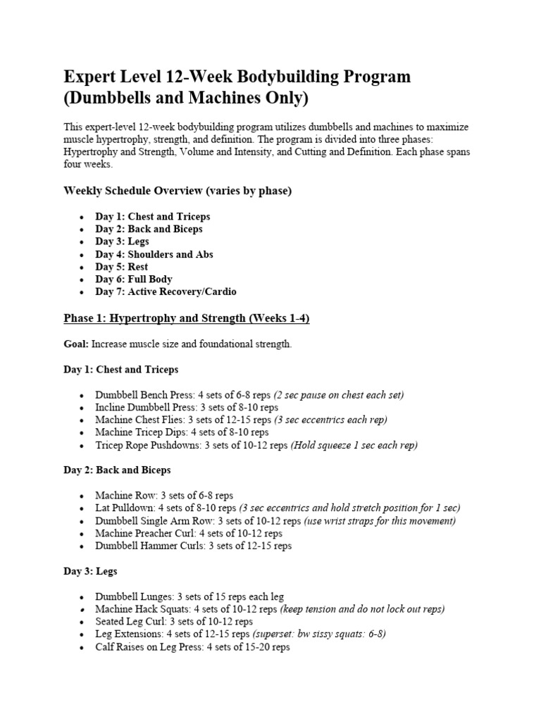 Expert level bodybuilding program pdf strength training physical