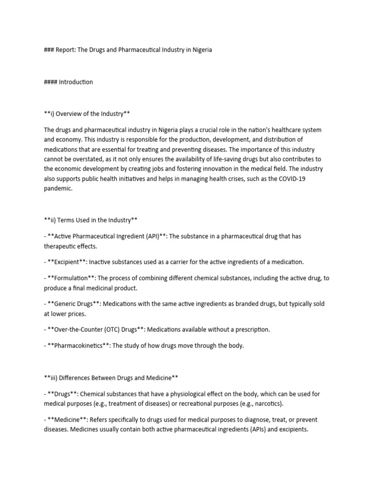 Nigeria's Pharmaceutical Industry Overview | PDF | Over The Counter ...