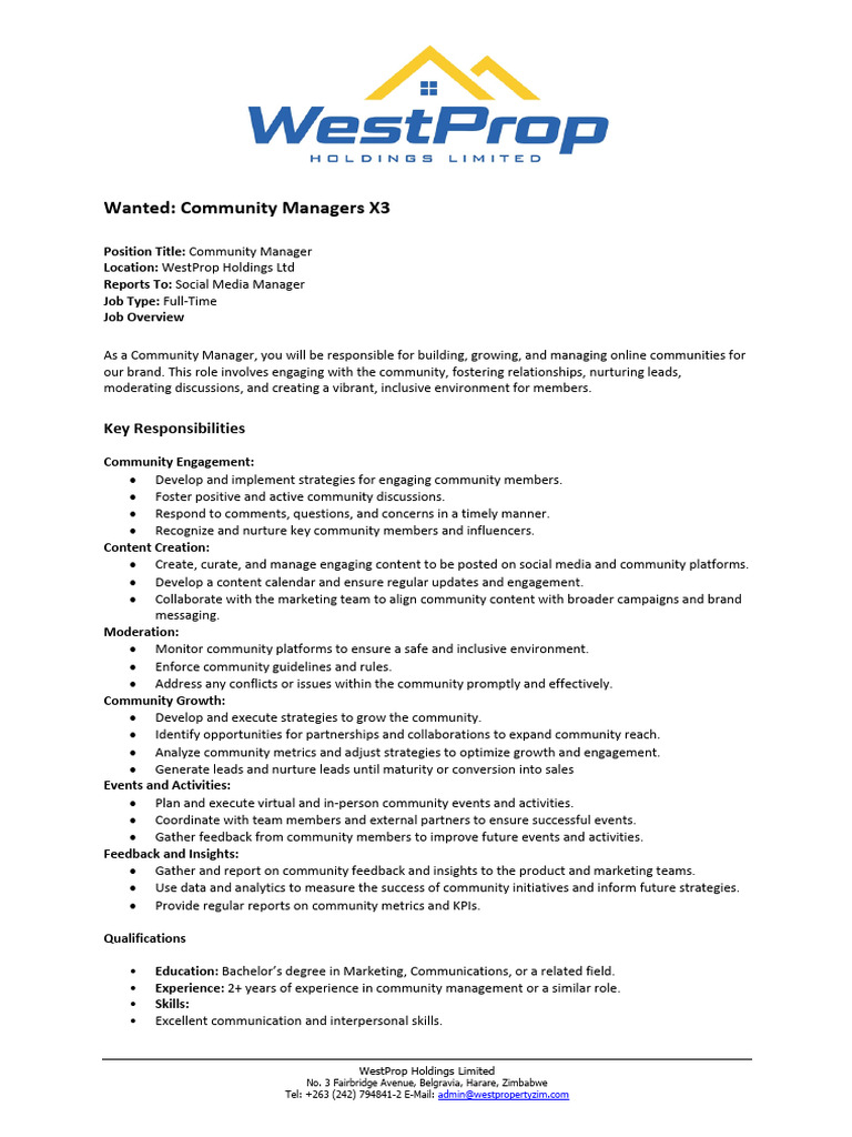 Wanted - Community Manager | PDF | Social Media | Popular Culture ...