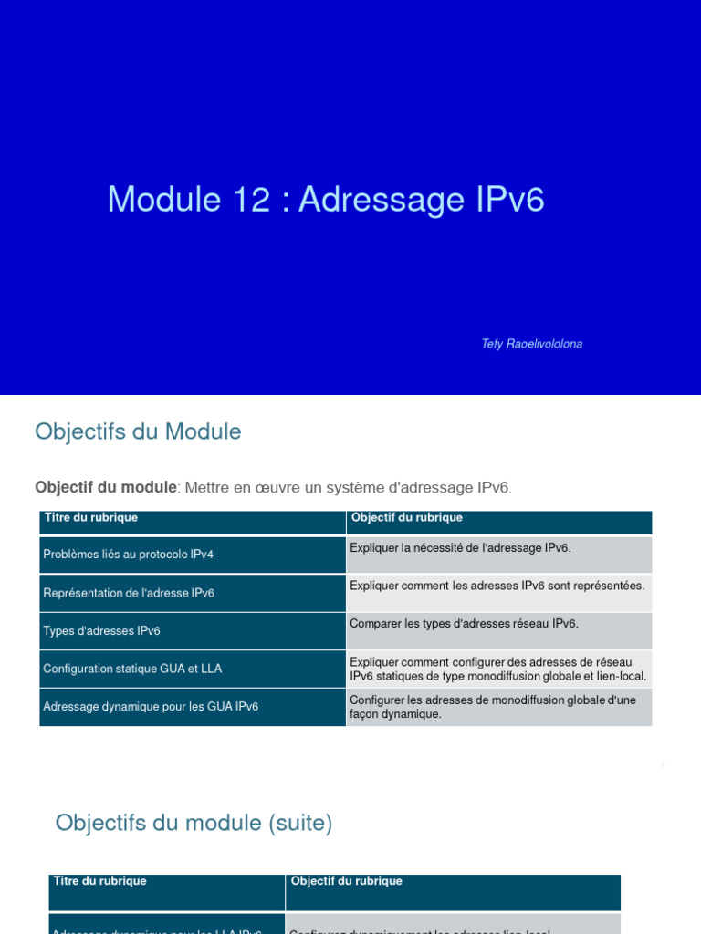 Guide sur l'adressage IPv6 | PDF | I Pv6 | Adresse IP