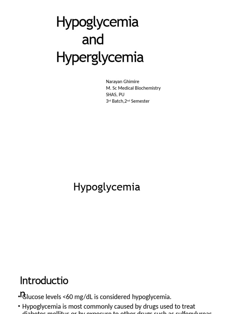 Hypoglycemia and Hyperglycemia | PDF | Hyperglycemia | Diabetes