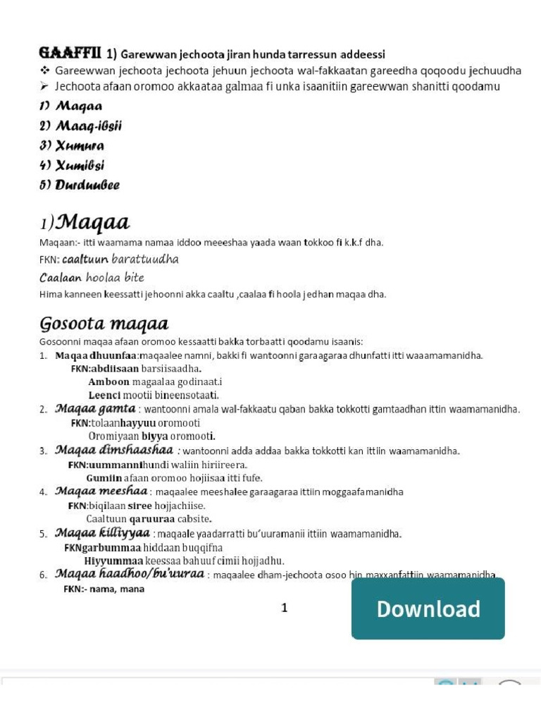 Afaan Oromoo | PDF