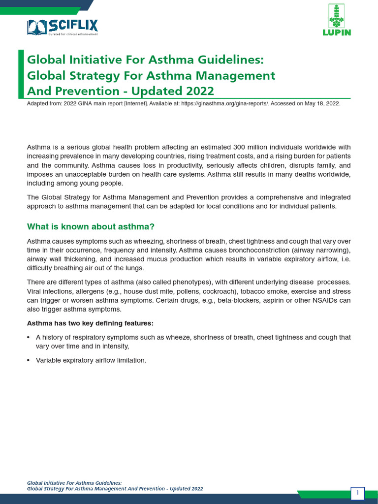 GINA 2022 Asthma Management Guidelines | PDF | Asthma | Cough