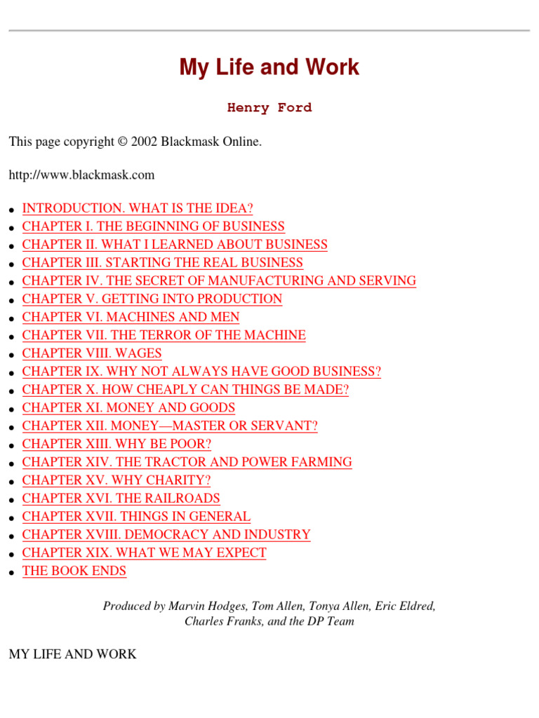 Henry Ford My Life and Work PDF Tractor Car