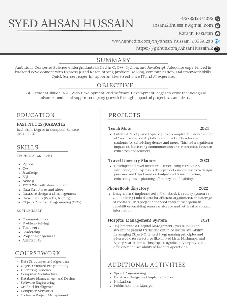 Computer Science Skills & Projects Overview | PDF | Databases ...