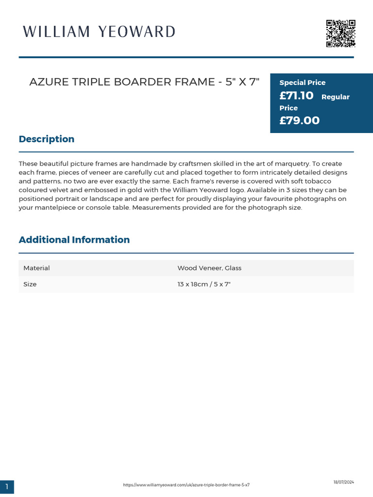 Azure Triple Boarder Frame 5 X 7 | PDF