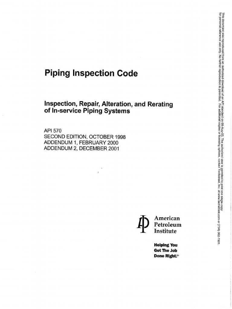 Api 570 piping inspection code 2005 pdf