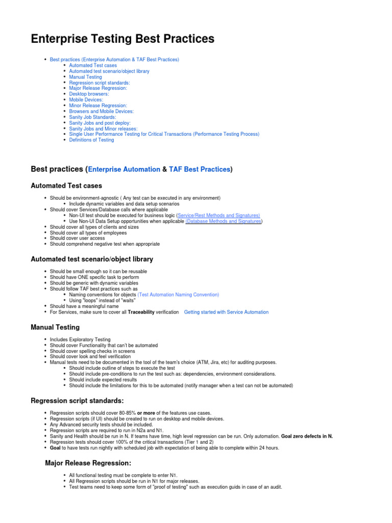 Enterprise Testing Guidelines | PDF | Mobile App | Software Testing