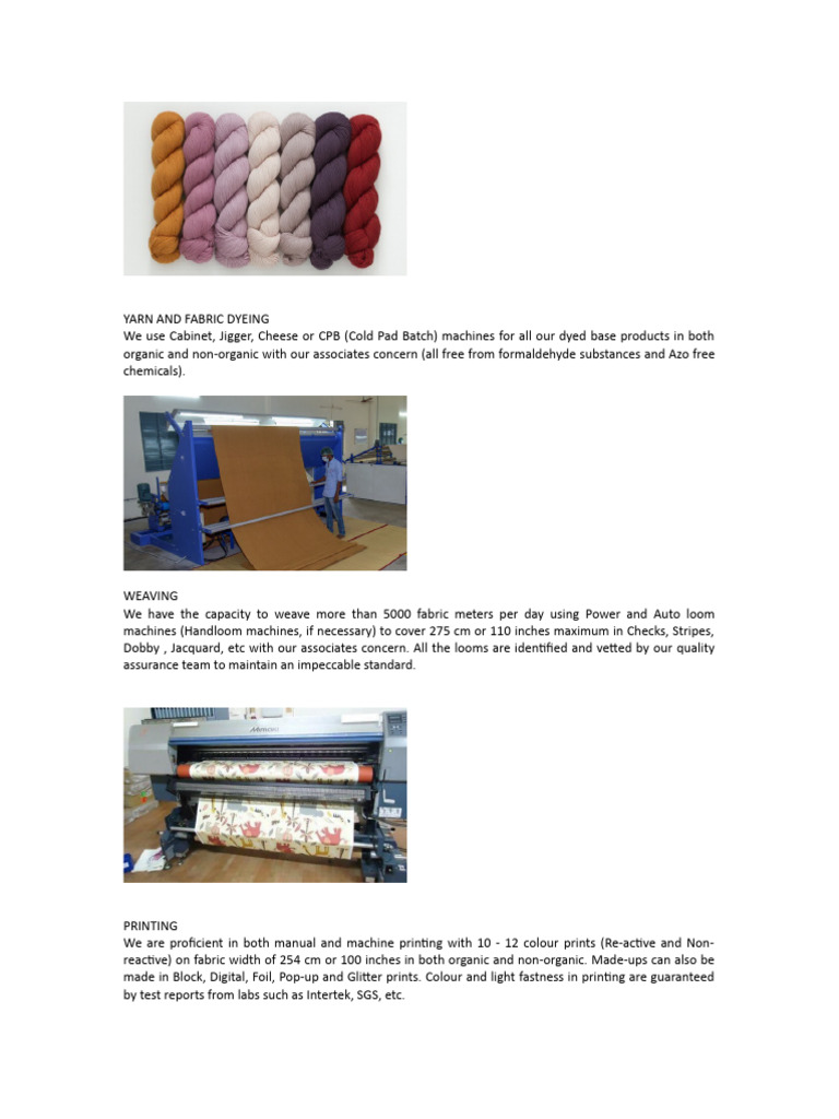 Comprehensive Fabric Production Process | PDF | Textiles | Weaving