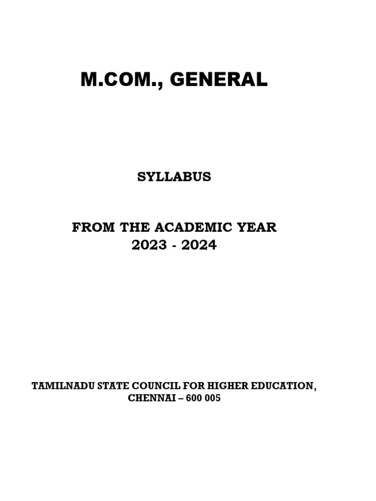 M.Com. General Syllabus 2023-2024 | PDF | Digital Marketing | Investing