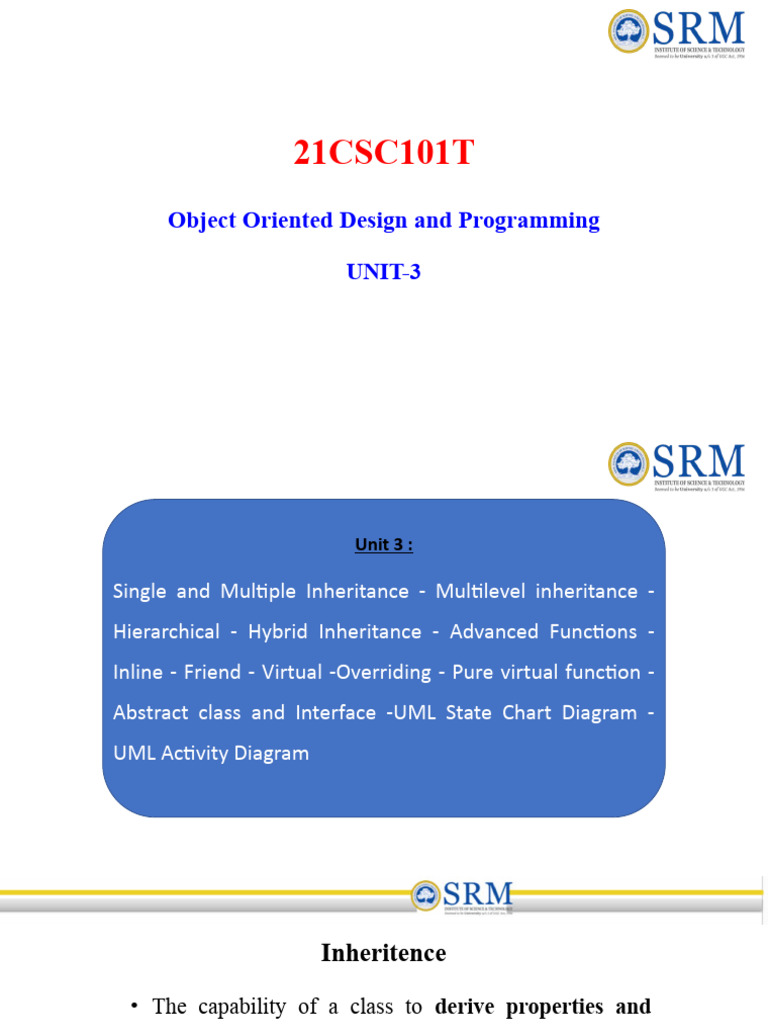 21CSC101T Oodp Unit-3 | PDF | Inheritance (Object Oriented Programming ...