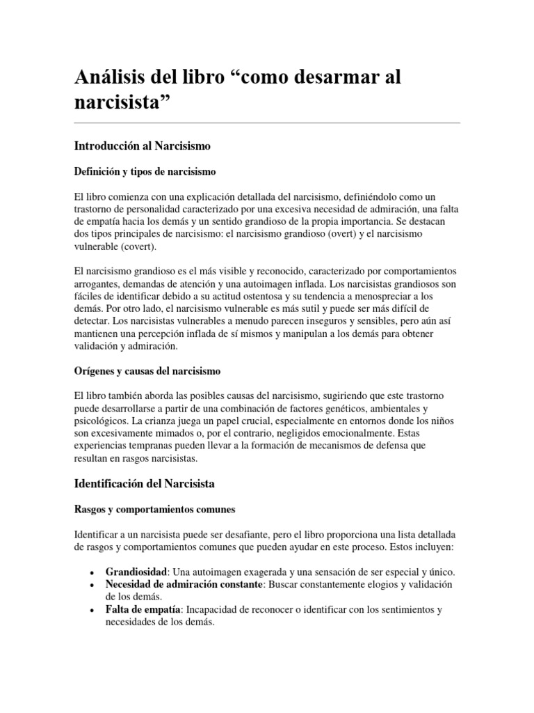 Cómo desarmar a un narcisista: guía práctica | PDF | Narcisismo | Las ...