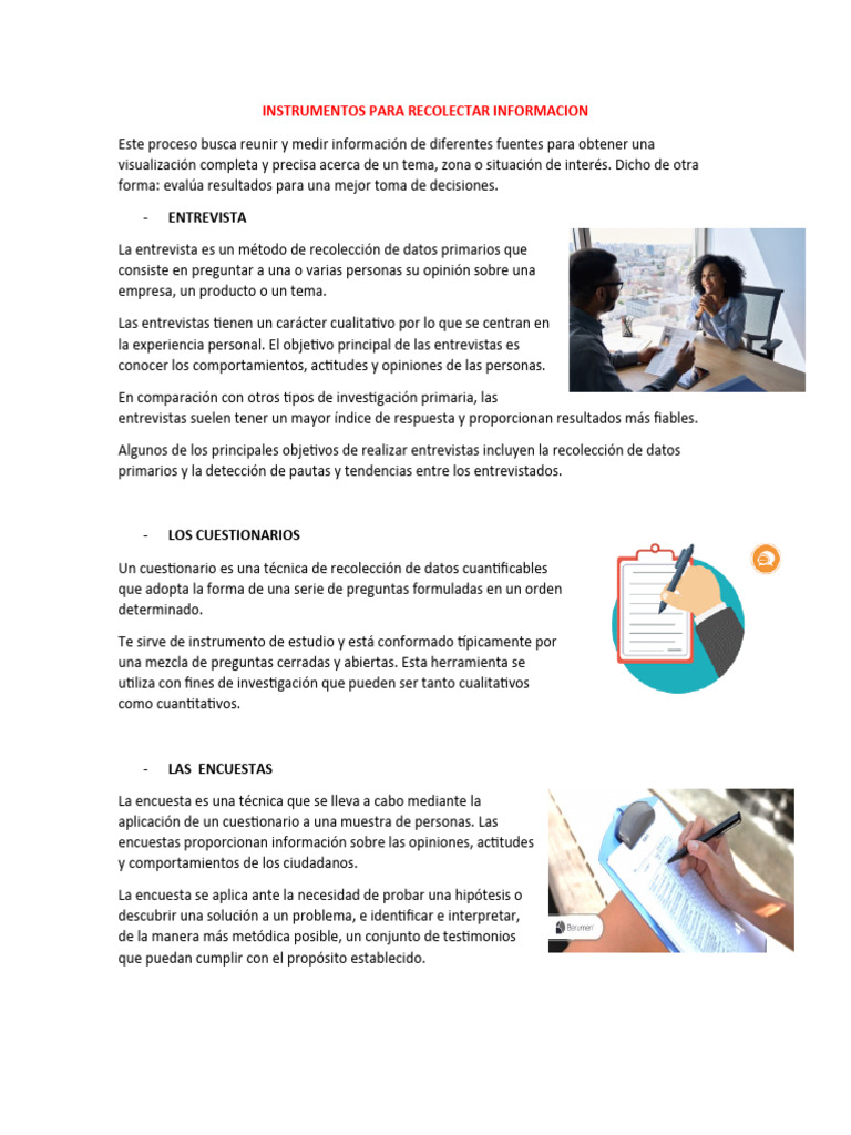 Métodos de Recolección de Información | PDF | Metodología de encuesta ...