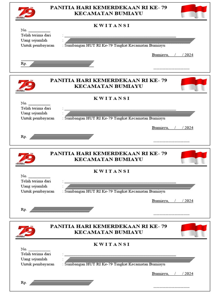 Kwitansi HUT RI 79 | PDF