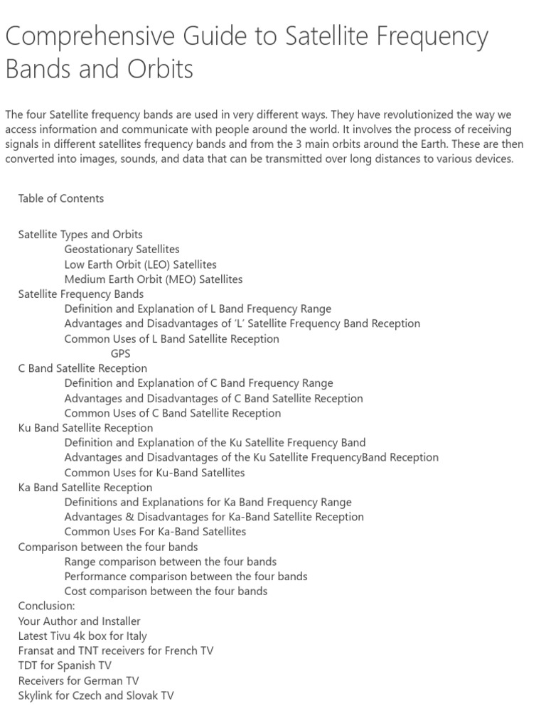 Overview of Satellite Frequency Bands | PDF | Satellite | Satellite ...