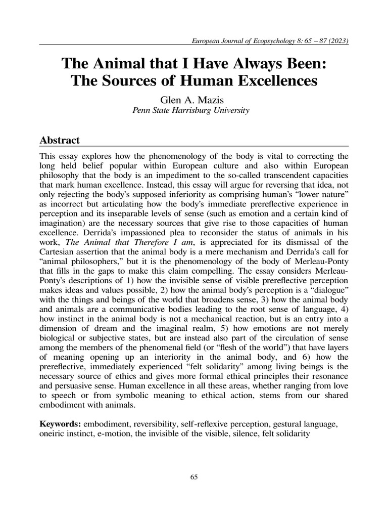 The Animal That I Have Always Been: The Sources of Human Excellences ...