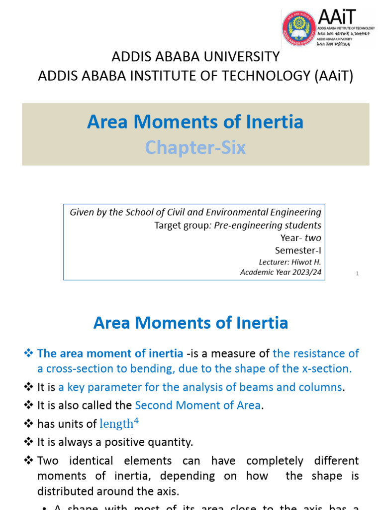 Area Moments of Inertia Guide | PDF | Bending | Mechanics