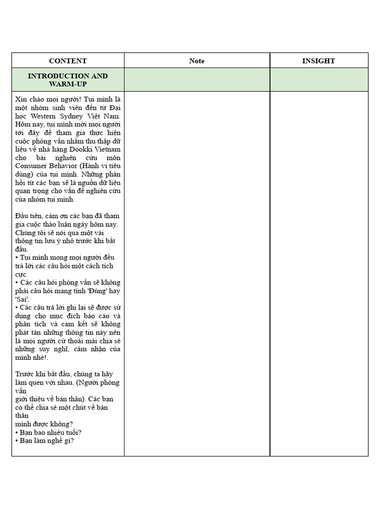Note Focus Group | PDF
