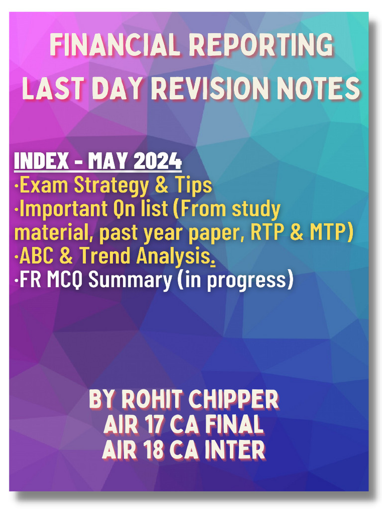 FR Last Day Revision Notes May - 2024 | PDF | Multiple Choice
