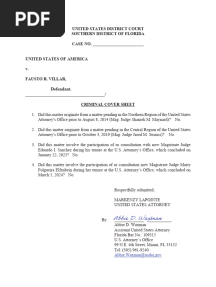 Complaint: US V Fausto Villar