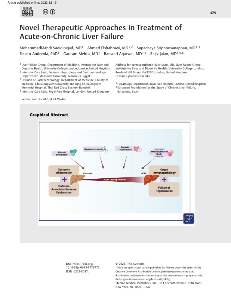 Novel Treatments for Acute-on-Chronic Liver Failure | PDF | Cirrhosis ...