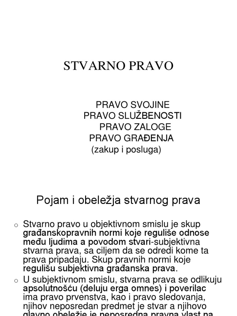 Stvarno Pravo | PDF