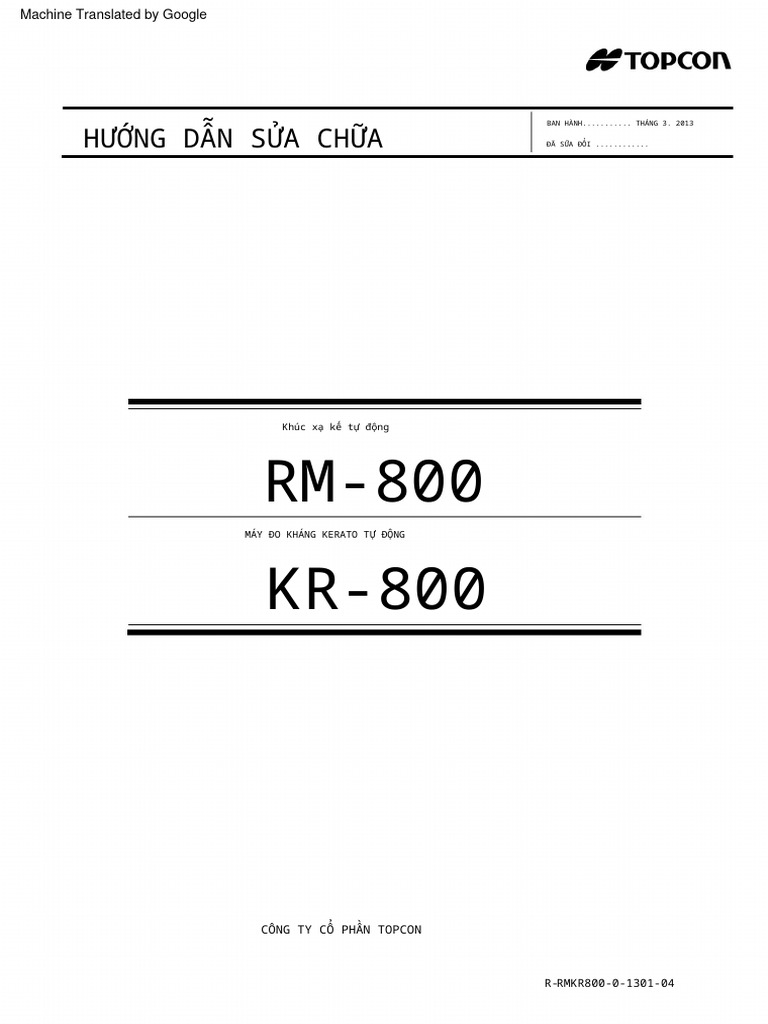 RM-800 KR-800: Hướng Dẫn Sửa Chữa | PDF
