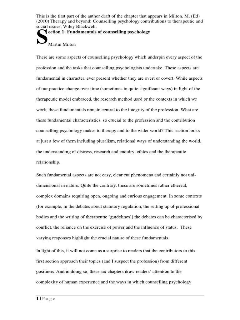 Fundamentals of Counselling Psychology | PDF | Psychology | Counseling ...