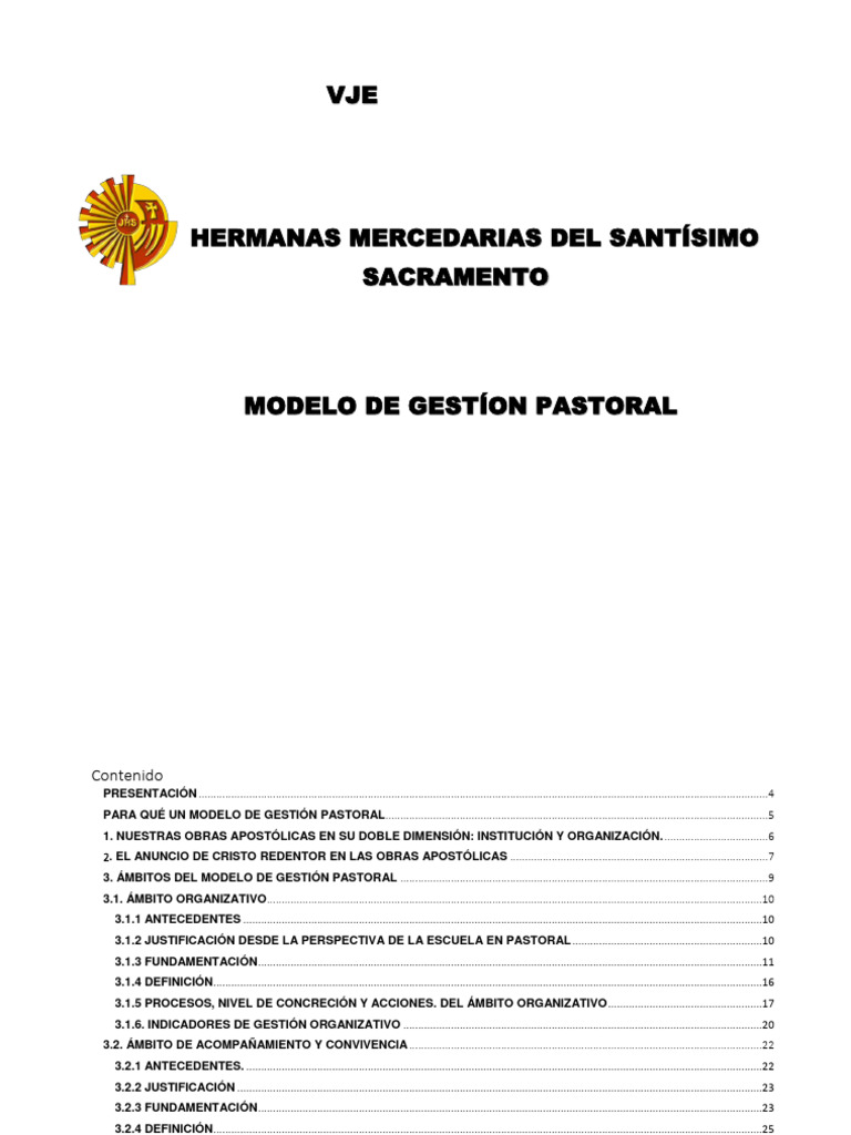Modelo de Gestión Pastoral | PDF | Liderazgo | Iglesia Católica
