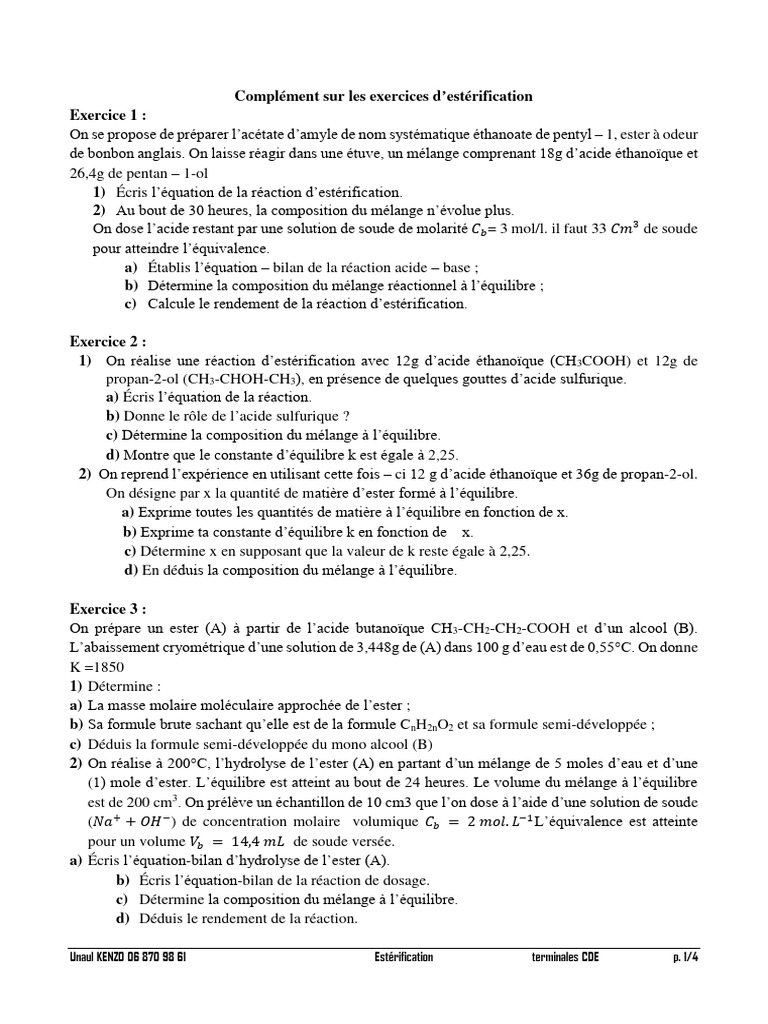 Synthèse de l'acétate d'amyle | PDF | Ester | Équilibre chimique