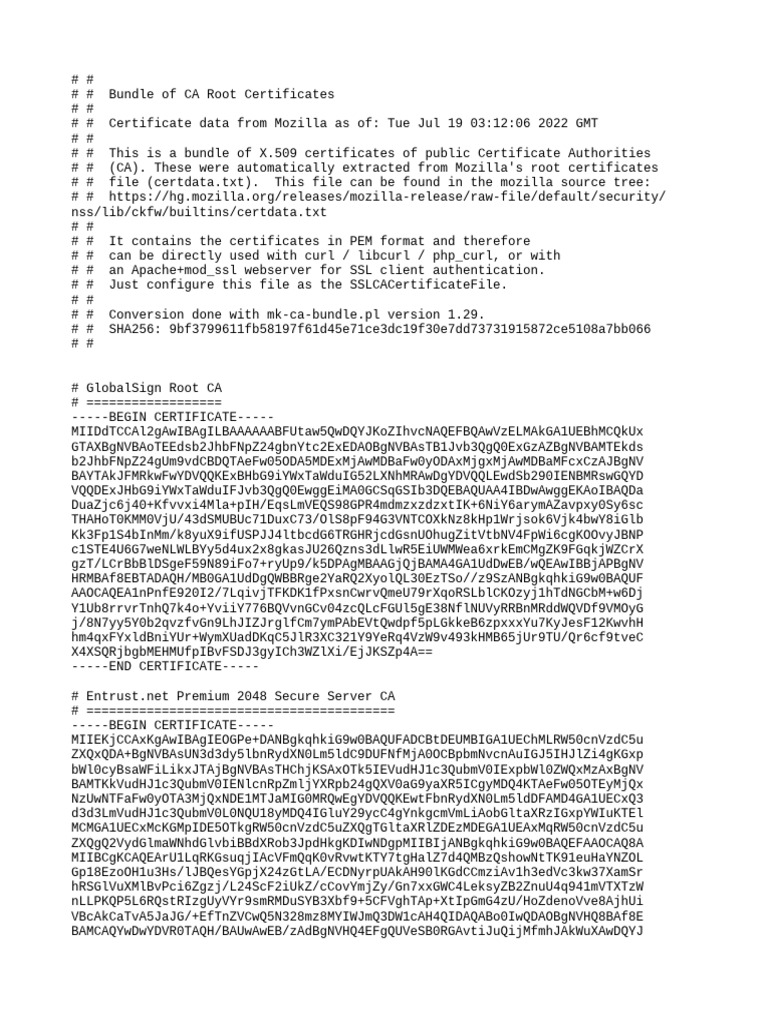 CA Root Certificates Bundle Download | PDF | Public Key Certificate ...