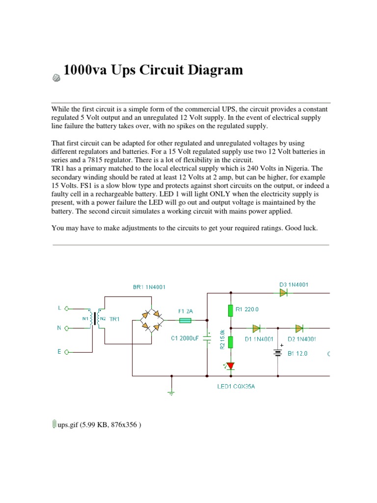 1000VA UPS Circuit Diagram Explained | PDF | Transformer | Power Inverter