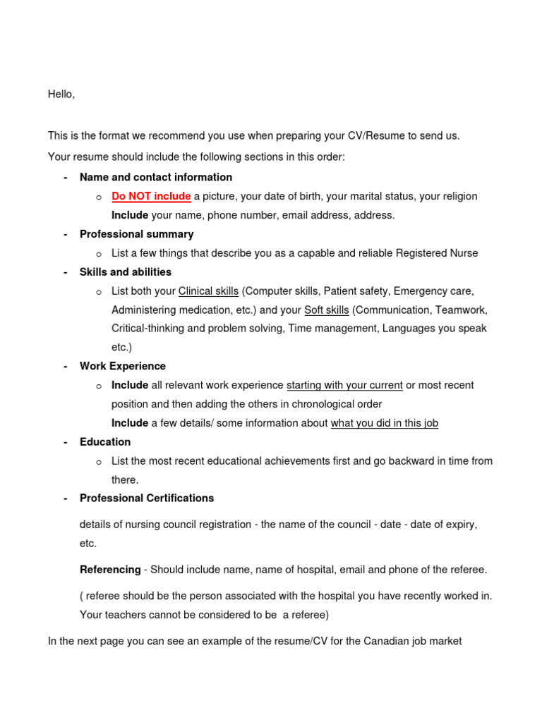 Registered Nurse CV Format Guide | PDF | Résumé | Nursing