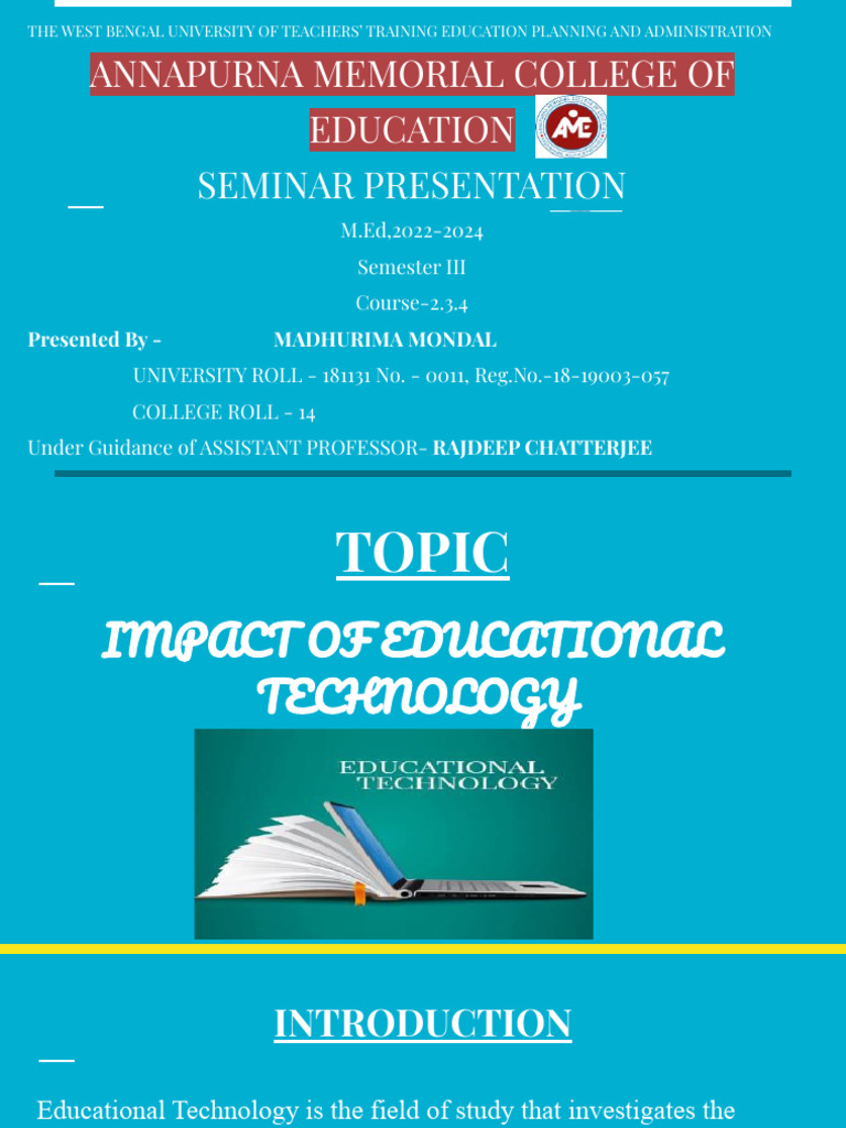 Impact Of Educational Technology Pdf Educational Technology Learning