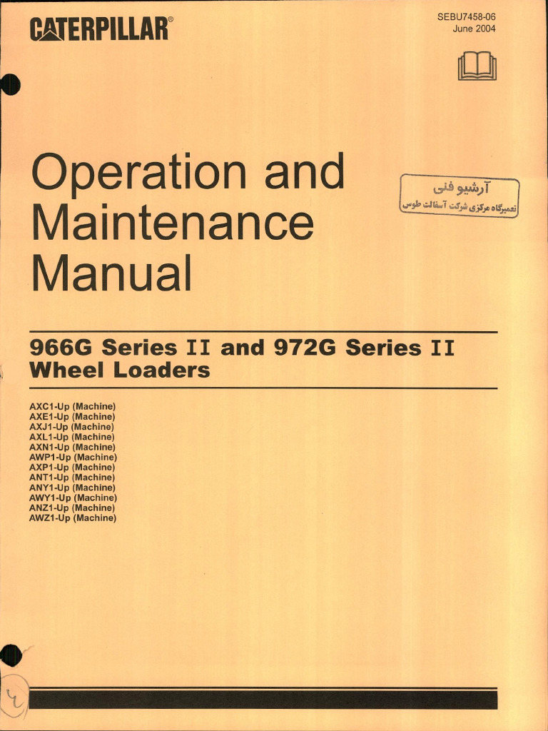 Operation and Maintenance Manual966g Sebu7458 | PDF