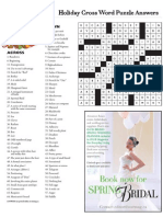 Holiday Cross Word Puzzle Answers: ANSWERS Are Posted Online at Ourmag - Ca