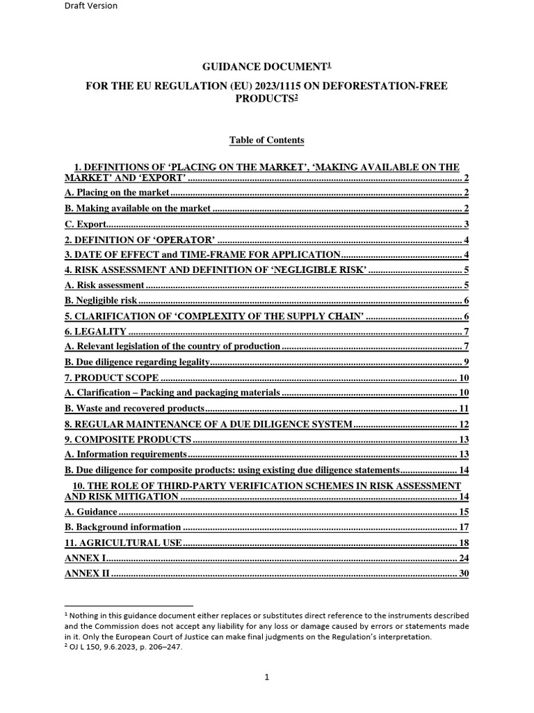 EUDR Guidance - Draft | PDF