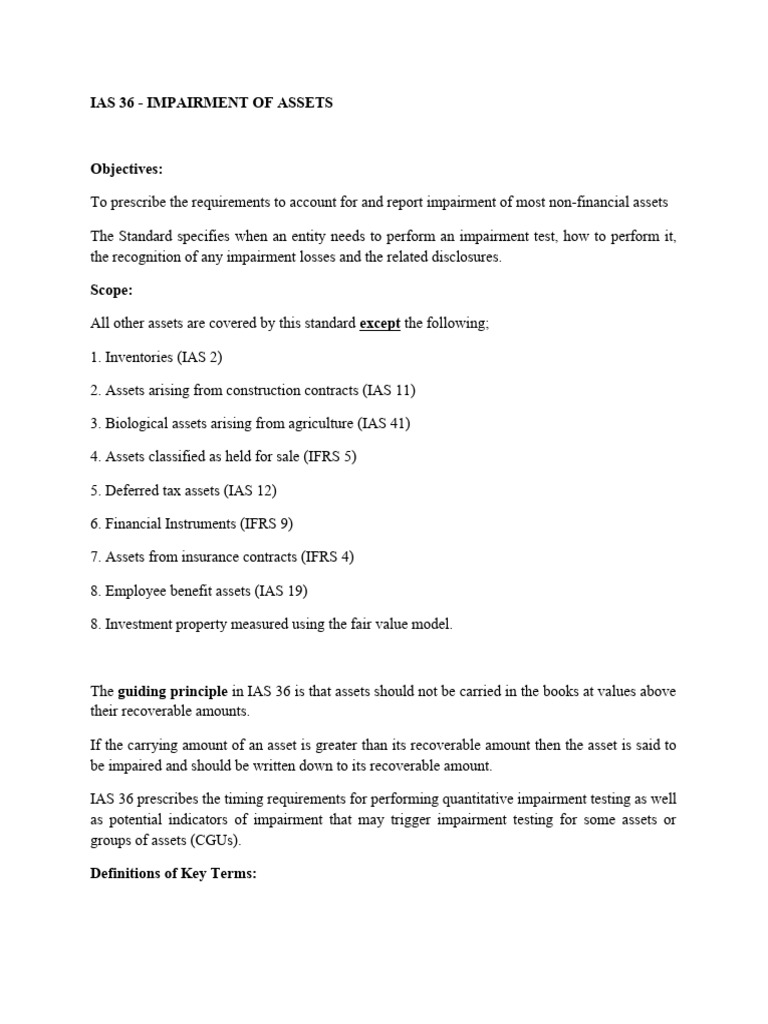 IAS 36: Impairment of Assets Overview | PDF | International Financial ...