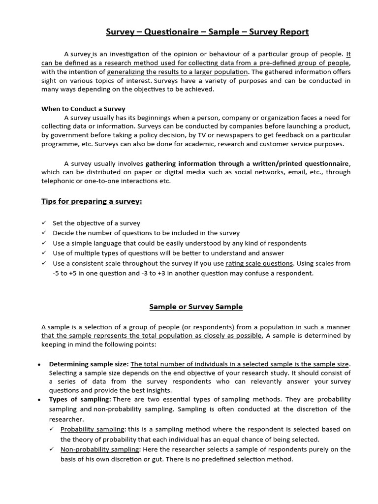 Survey Report: Structure and Tips | PDF | Survey Methodology | Sampling ...