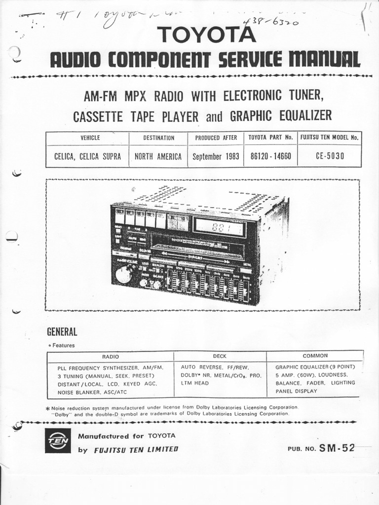 Radio Repair Manual for Fujitsu Ten CE-5030 | PDF
