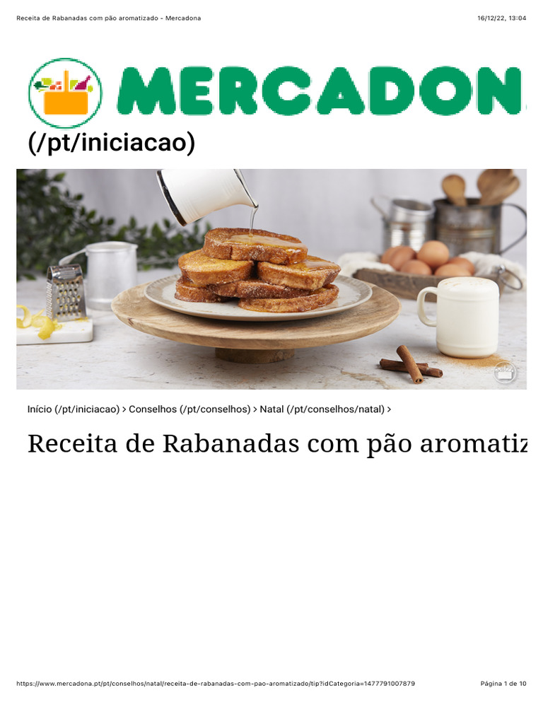 Receita de Rabanadas Com Pão Aromatizado - Mercadona | PDF | Pães ...