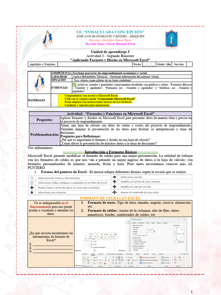 UNIDAD DE APRENDIZAJE #3 - Actividad 3 - 2DO-1 | PDF | Microsoft Excel ...