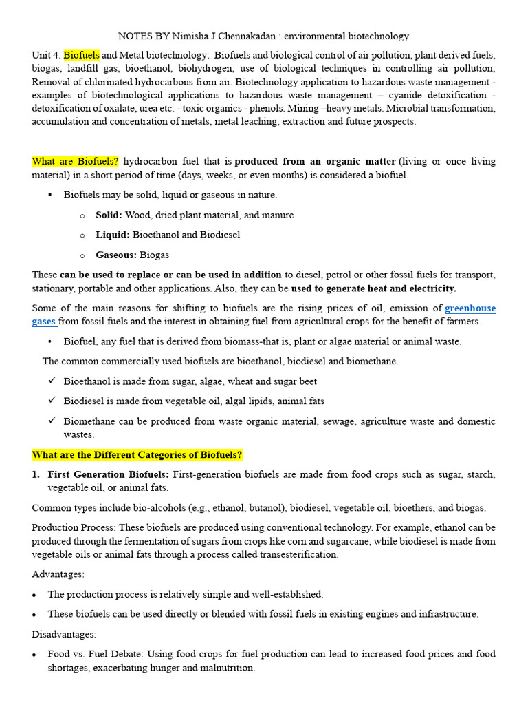 Biofuels and Environmental Biotechnology | PDF | Biofuel | Biodiesel