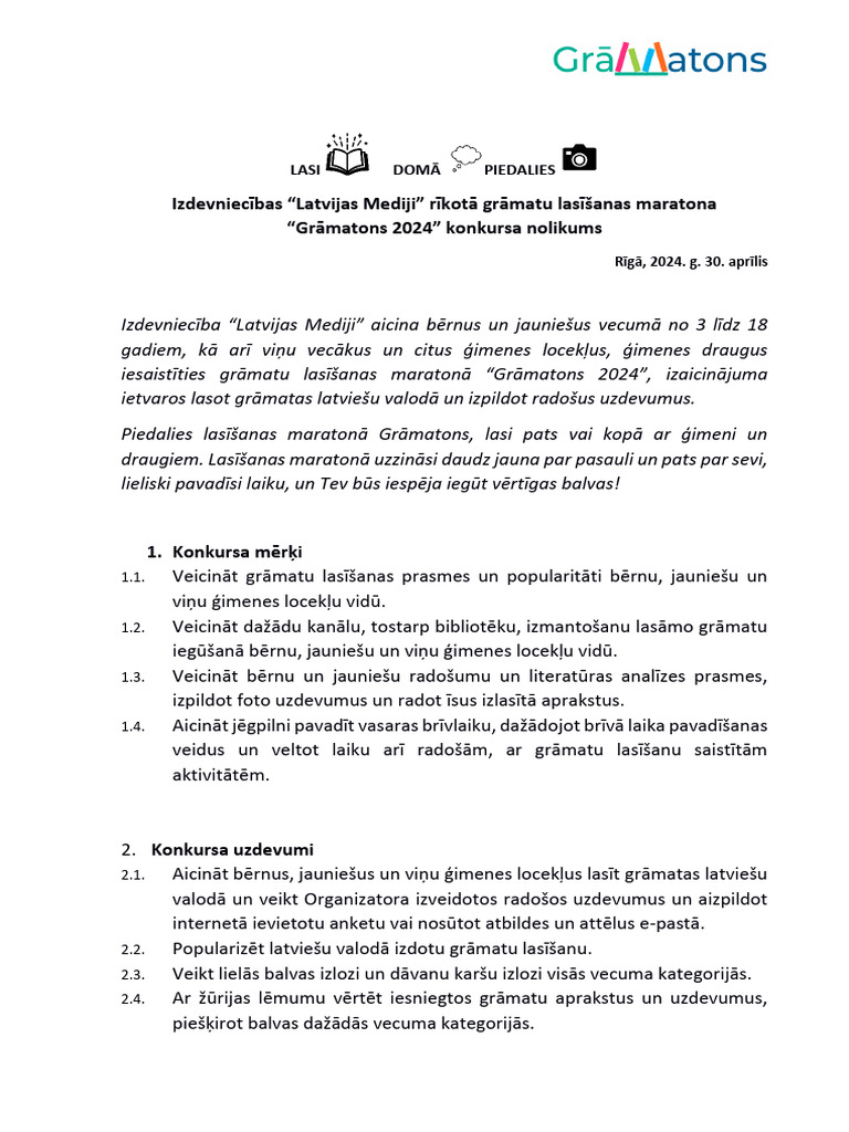 Gramatons 2024 Nolikums 30.04 | PDF