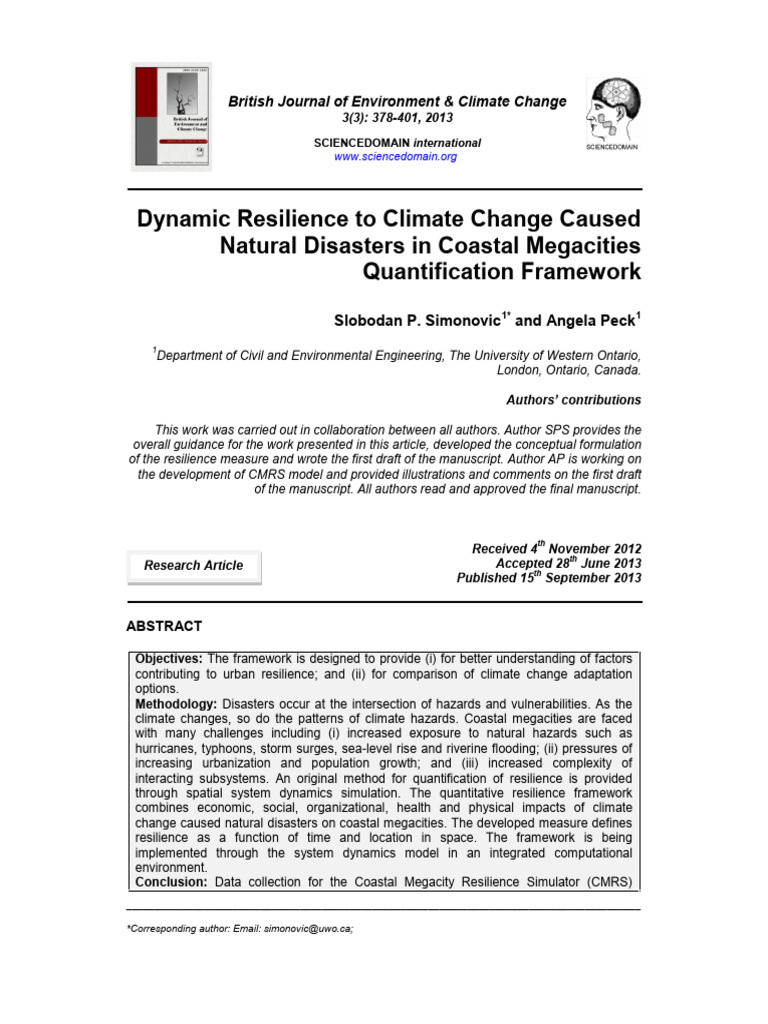 Resilience Framework for Coastal Megacities | PDF | Climate Resilience ...