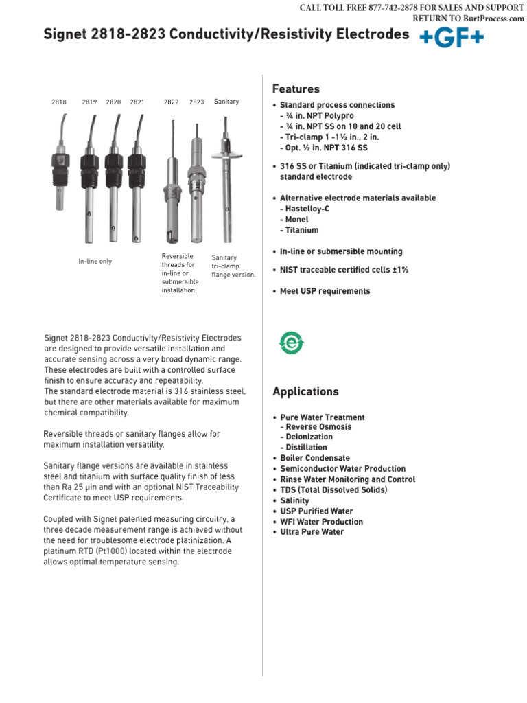 3-2819-S1C Sensor - Signet - 2818-2823 - ConductivityResistivity ...