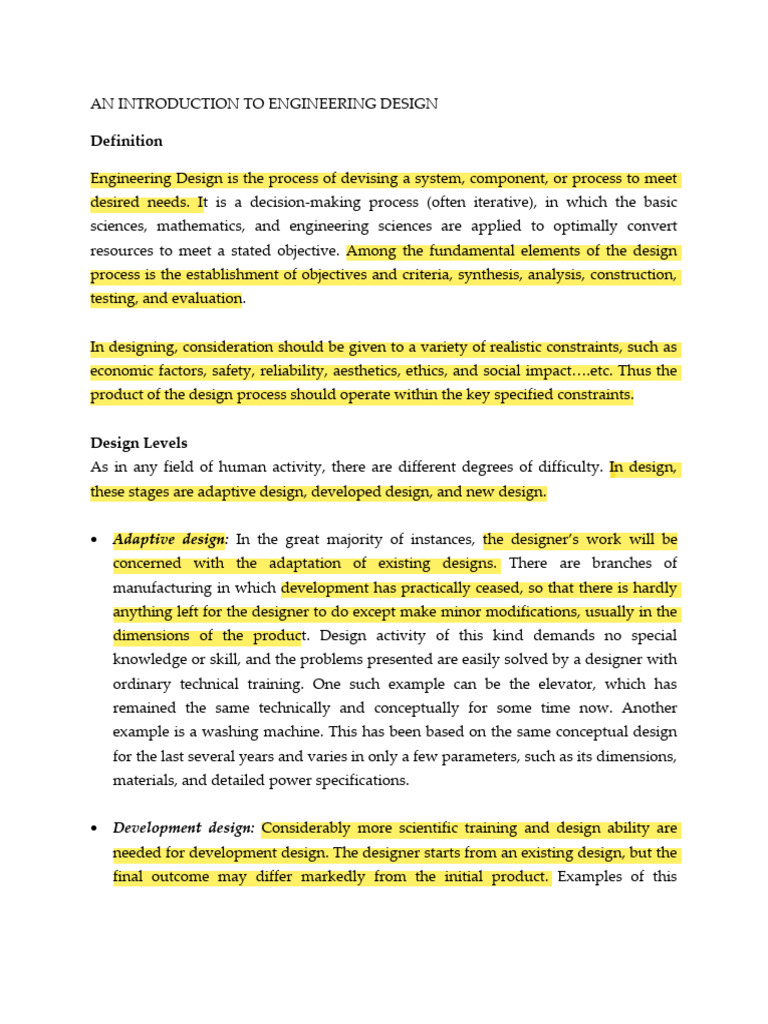 01INTRODUCTION | PDF | Engineering Design Process | Design