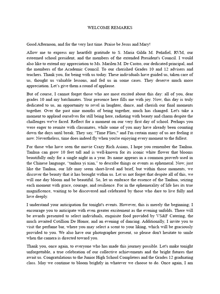 Samson Welcome Remarks Pdf Art