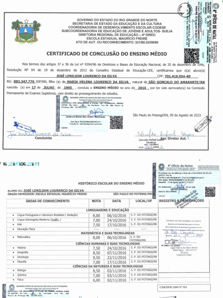 Certificado ENSINO MÉDIO | PDF